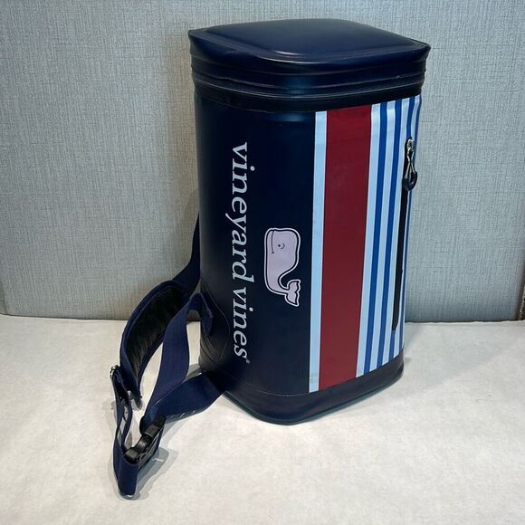 Vineyard Vines Insulated Sling Cooler Patriotic Pink Whale Red White Blue Stripe - Picture 1 of 13